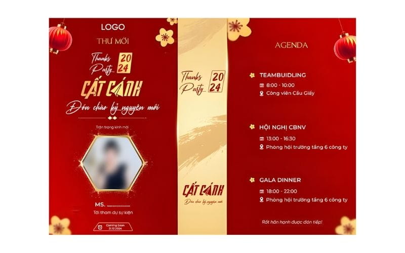 Mẫu thiệp mời tất niên công ty truyền thống 